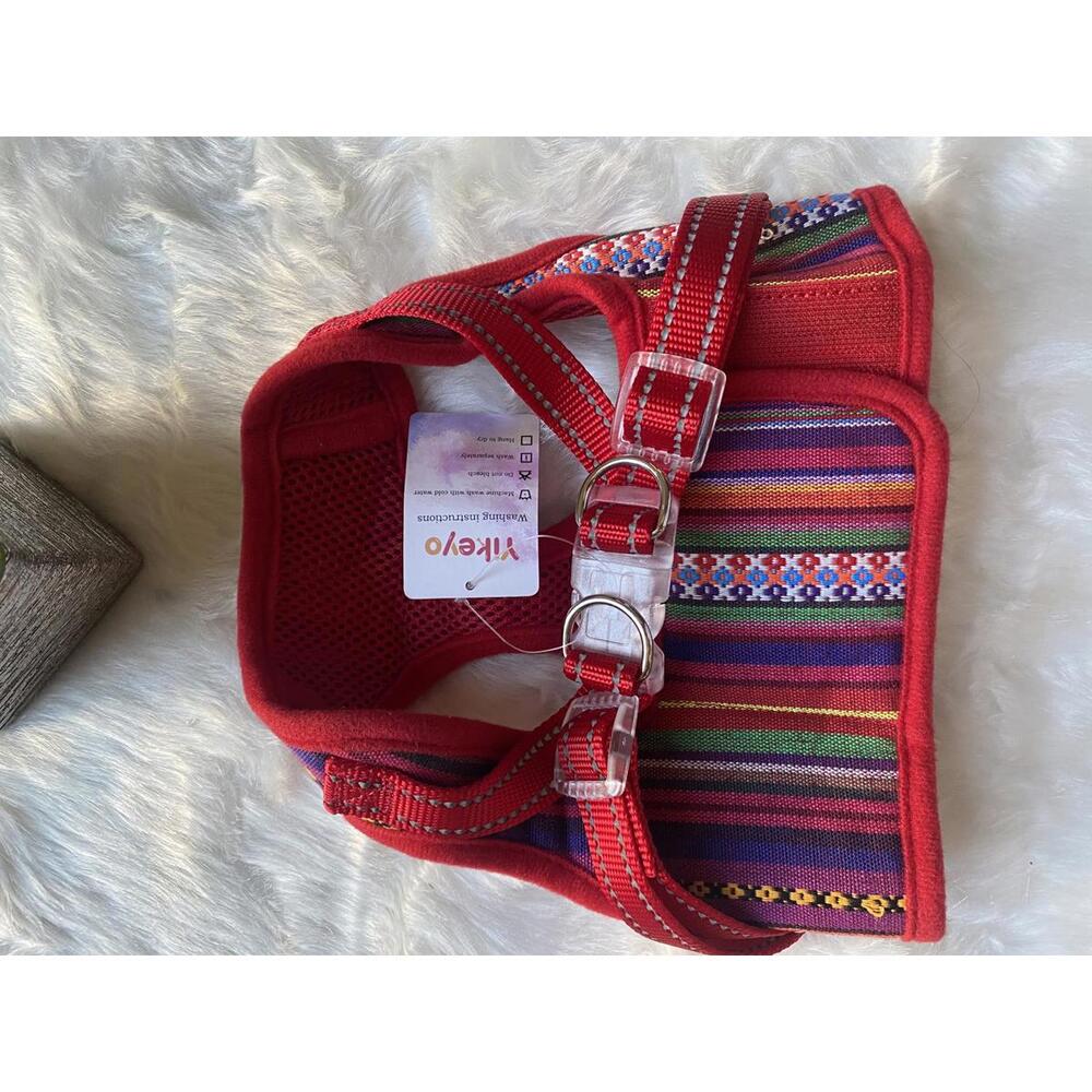 Colorful Striped Dog Harness with Adjustable Buckles